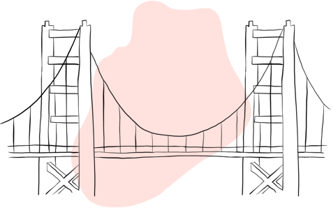 Illustration of suspension bridge.