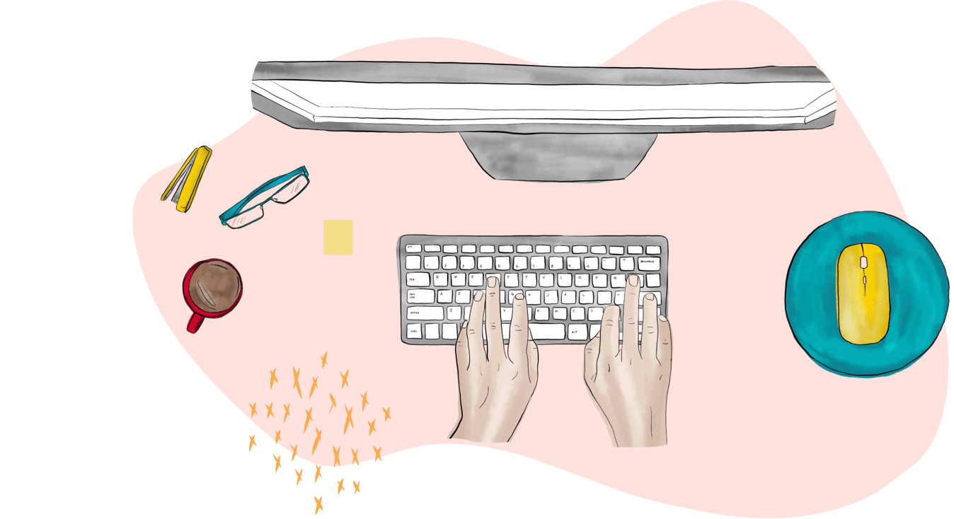 Illustration of using computer